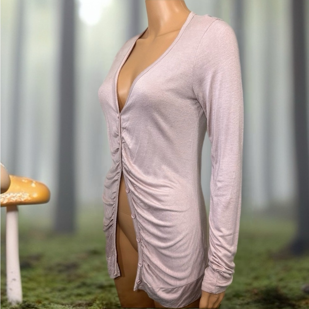 Pink Ruched Light Cardigan